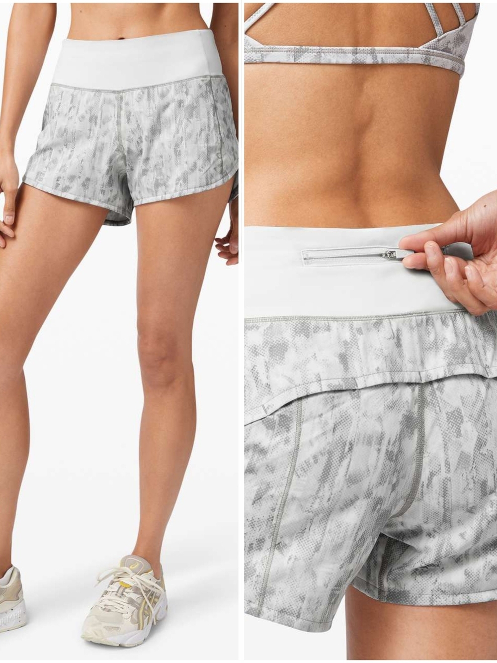 Lululemon Speed Up Shorts Long in City Breeze Alpine White Multi **Tall**